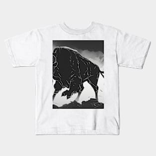 Bison Shadow Silhouette Anime Style Collection No. 106 Kids T-Shirt